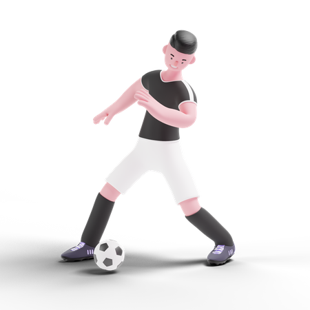 Jugador de fútbol regateando con la pelota  3D Illustration