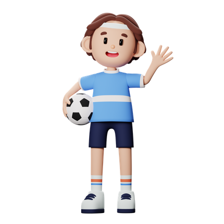 Jugador de fútbol sosteniendo la pelota  3D Illustration