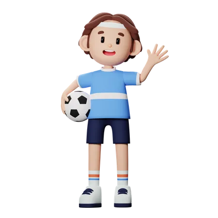 Jugador de fútbol sosteniendo la pelota  3D Illustration