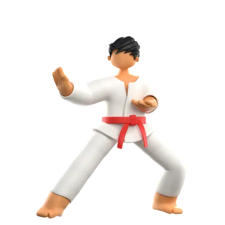 Jugador de Karate listo para luchar  3D Illustration