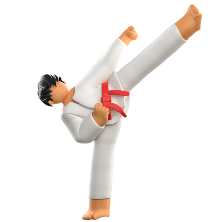 Patadas del jugador de karate  3D Illustration