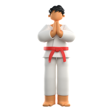 Jugador de Karate saluda al público  3D Illustration