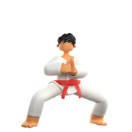 Jugador de Karate saluda al ganador  3D Illustration