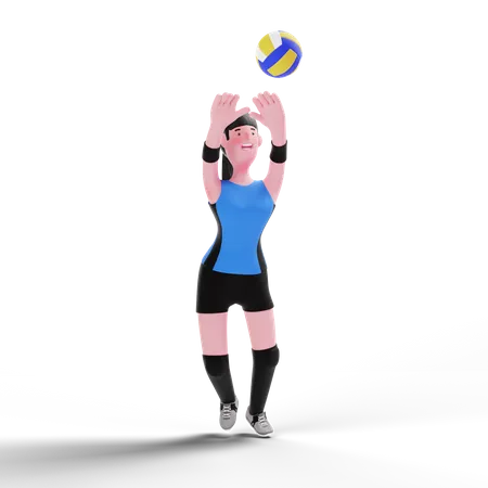 Jugador de voleibol jugando con voleibol  3D Illustration