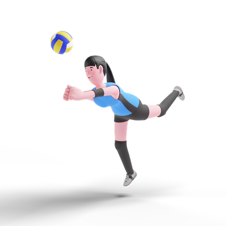 Jugador de voleibol jugando en partido  3D Illustration