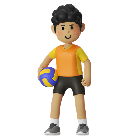Jugador de voleibol masculino sosteniendo una pelota de voleibol  3D Icon