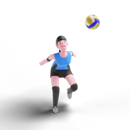 Jugador de voleibol preparándose para aplastar la pelota  3D Illustration