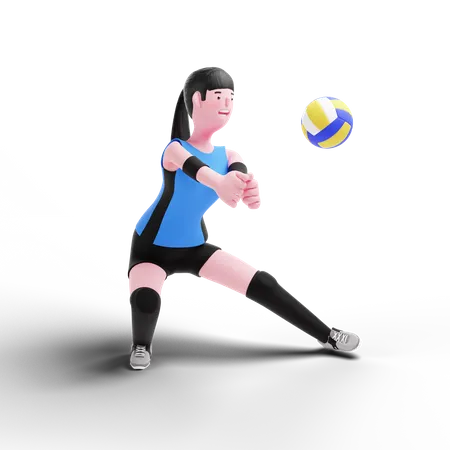 Jugador de voleibol preparándose para el partido  3D Illustration