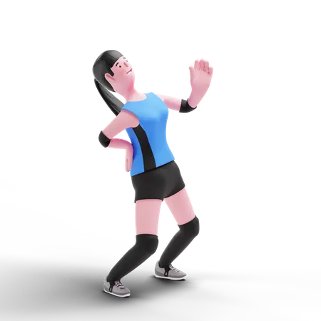 Jugador de voleibol que siente dolor de espalda  3D Illustration