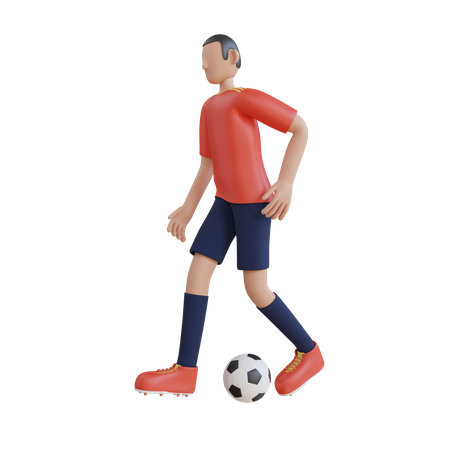 Jugador jugando con balón de fútbol  3D Illustration