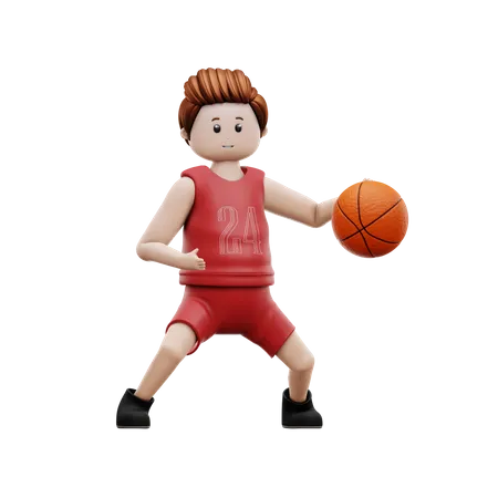 Jugador masculino regateando baloncesto  3D Illustration