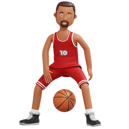 Pelota de regate cruzado de jugador profesional de baloncesto  3D Illustration