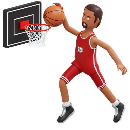 Jugador profesional de baloncesto Slam Dunk  3D Illustration