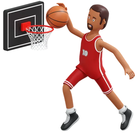 Jugador profesional de baloncesto Slam Dunk  3D Illustration