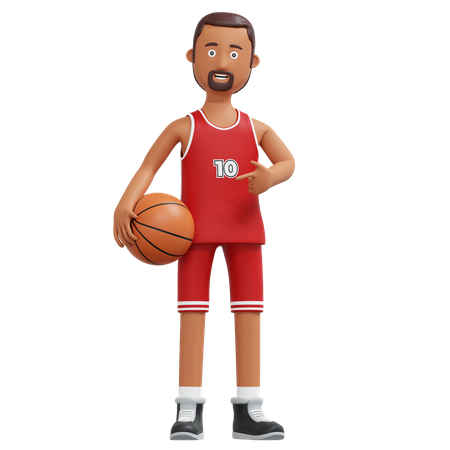 Jugador profesional de baloncesto sosteniendo la pelota  3D Illustration