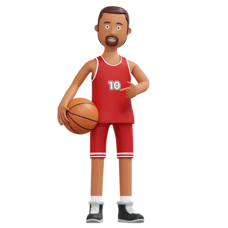 Jugador profesional de baloncesto sosteniendo la pelota  3D Illustration