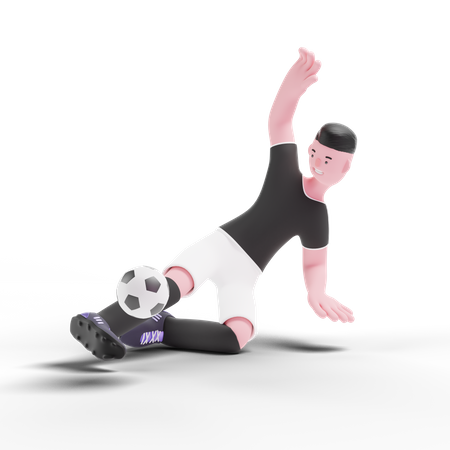 Jugador abordando el fútbol  3D Illustration