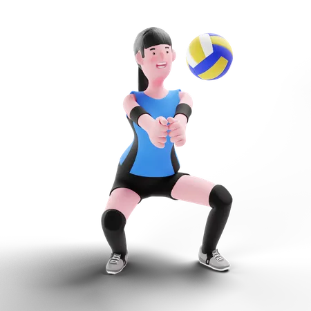 Jugador de voleibol practicando con pelota.  3D Illustration