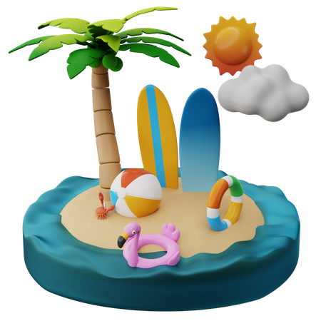 Jugando en los dias de verano  3D Illustration