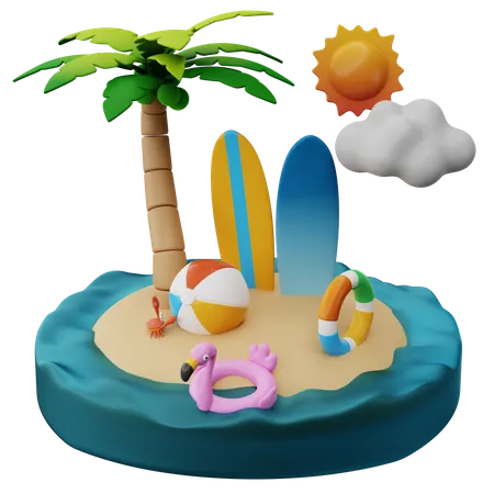 Jugando en los dias de verano  3D Illustration