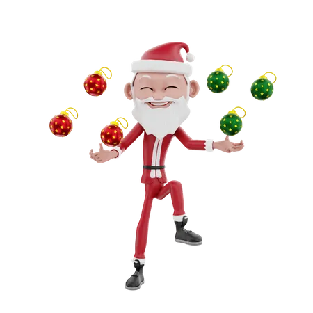 Juggler santa christmas ball  3D Illustration