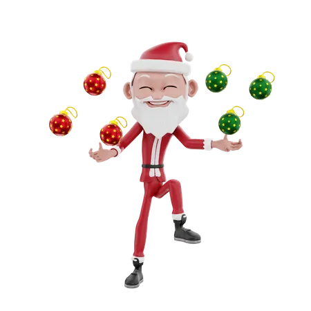Juggler santa christmas ball 3D Illustration