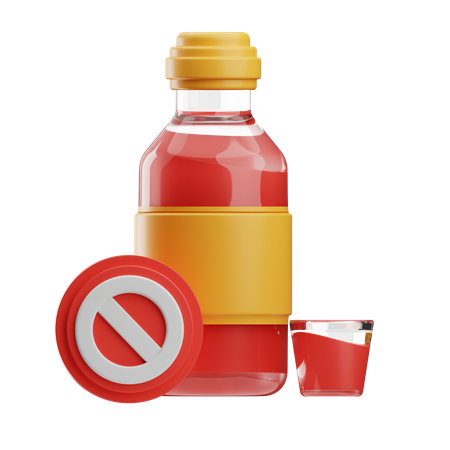 Juice Bottle With Glass And Warning Symbol  3D Icon