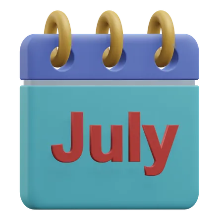 July Calendar 3 D Icon Illustration With Transparent Background 3D Icon
