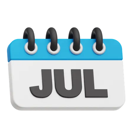 July Calendar  3D Icon