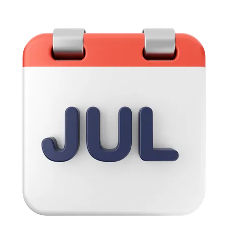 July Calendar  3D Icon