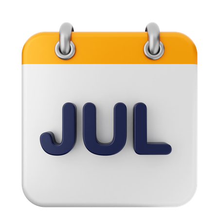 July Calendar  3D Icon