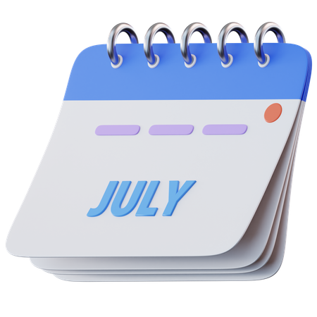 July Calendar  3D Icon