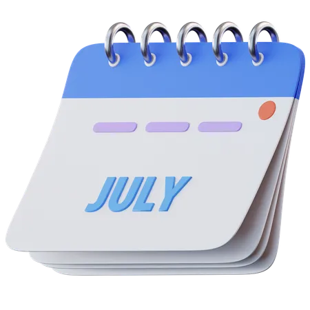 July Calendar  3D Icon