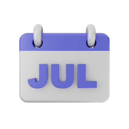 July Calendar  3D Icon