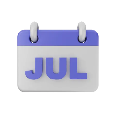 July Calendar  3D Icon