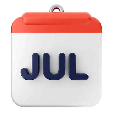 July Calendar  3D Icon