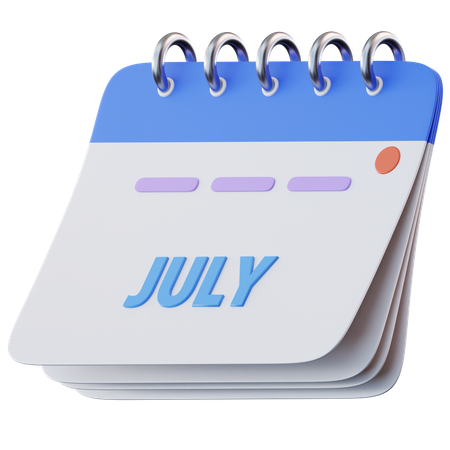 July Calendar  3D Icon