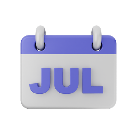 July Calendar  3D Icon
