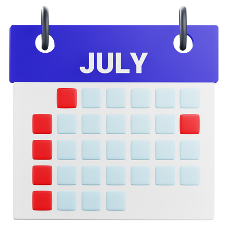 July Calendar 3D Icon