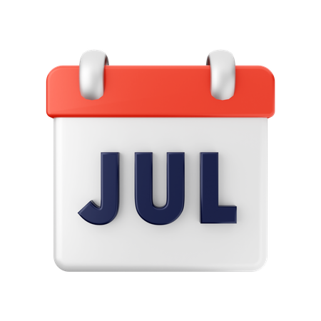 July Calendar  3D Illustration