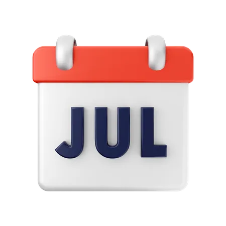 July Calendar  3D Illustration