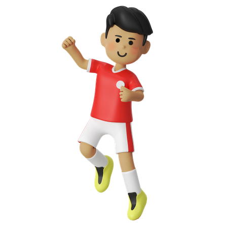 Jump And Punch Football Player Boy  3D Illustration