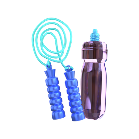 Jump Rope With Drink Bottle  3D Illustration