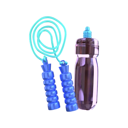 Jump Rope With Drink Bottle  3D Illustration