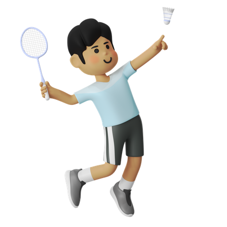 Jump Smash Badminton Boy  3D Icon
