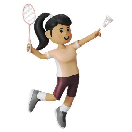 Jump Smash Badminton Girl  3D Icon