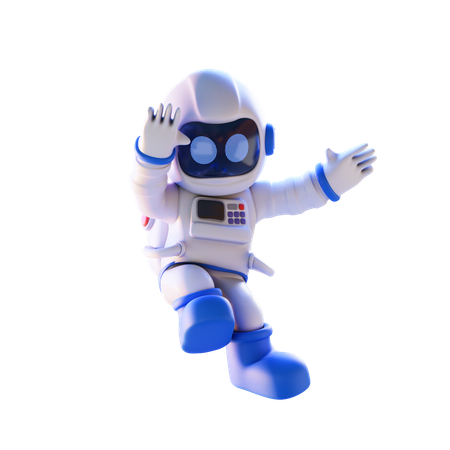 Jumping Astronaut  3D Illustration