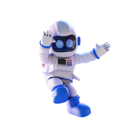 Jumping Astronaut  3D Illustration