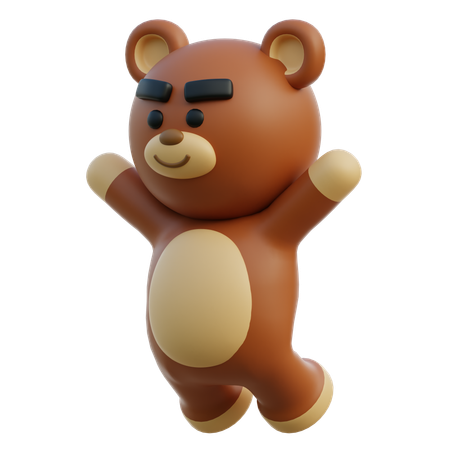 Jumping Bear  3D Illustration
