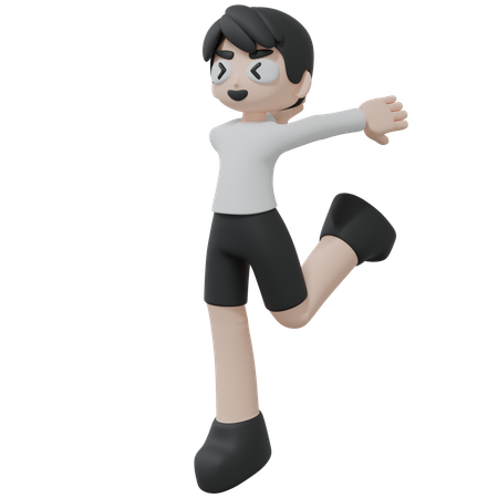 Jumping boy  3D Illustration